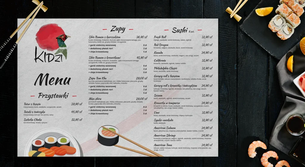 Projekt menu dla restauracji Gruzińskiej