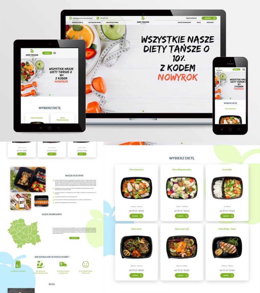 Strona internetowa dla firmy cateringu dietetycznego SAMOZDROWIE