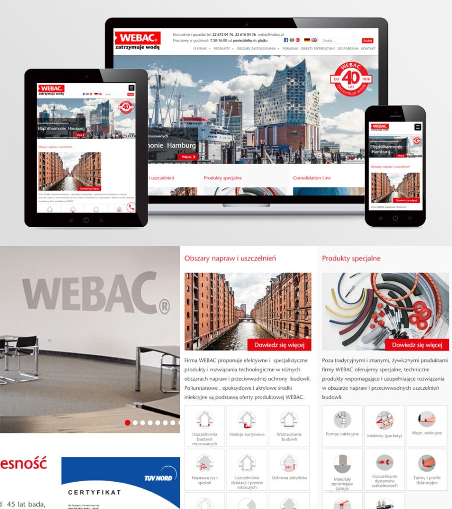 Strona internetowa w oparciu o indywidualny projekt graficzny i system CMS WordPress dla Webac