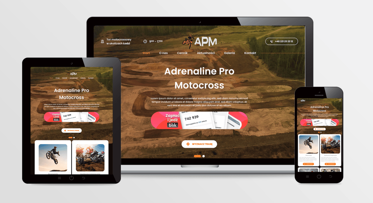Strona internetowa Adrenaline Pro Motocross