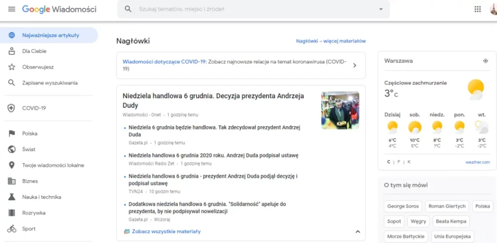 Google News przykład