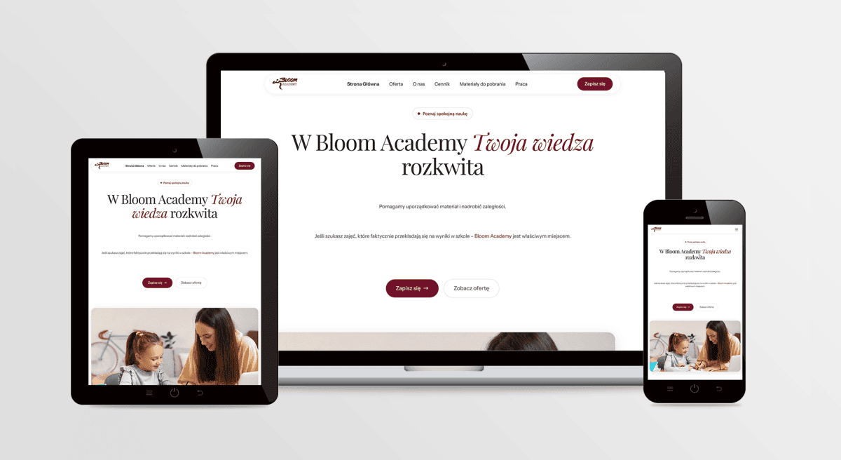 Strona internetowa BLOOM ACADEMY