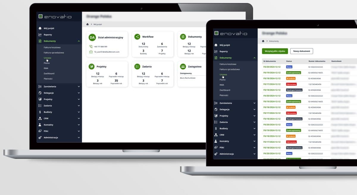 Projekt graficzny systemu CRM dla ENOVATIO